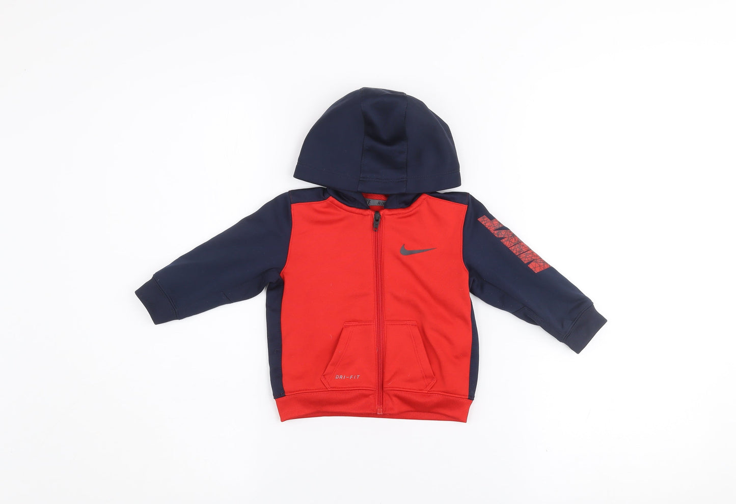Nike Unisex Baby Red & Navy Hooded Full Zip Dri-FIT Track Jacket 6-9 Months