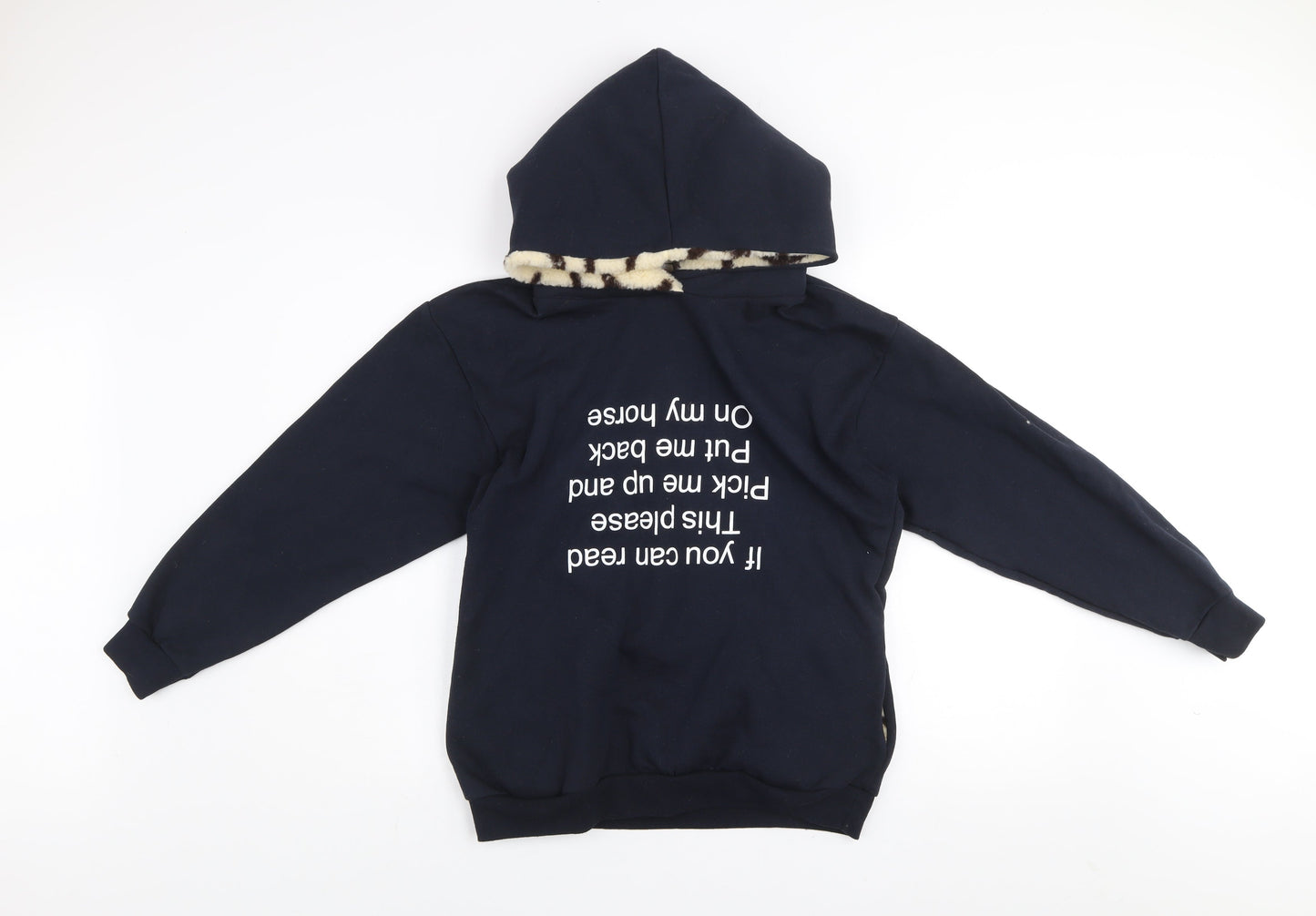 Nelson Ashby Women's Navy Pullover Hoodie Small Fleece Lined Fun Slogan