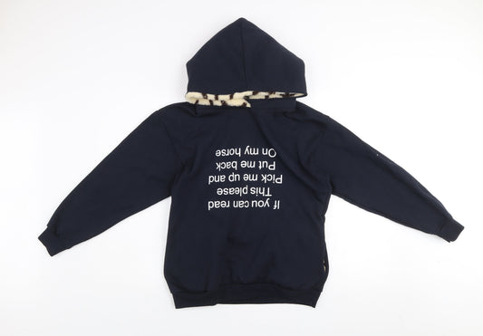Nelson Ashby Women's Navy Pullover Hoodie Small Fleece Lined Fun Slogan