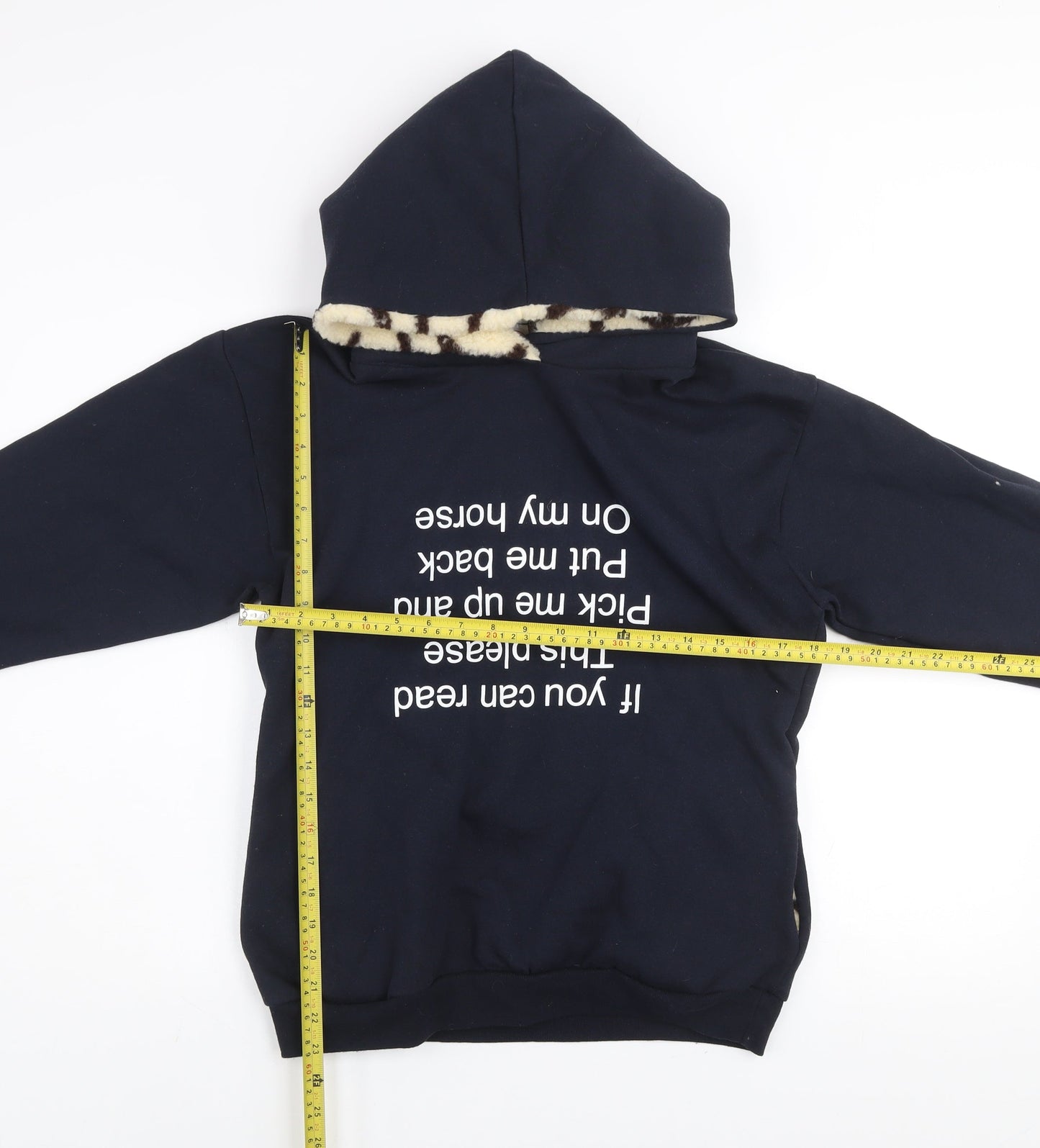 Nelson Ashby Women's Navy Pullover Hoodie Small Fleece Lined Fun Slogan