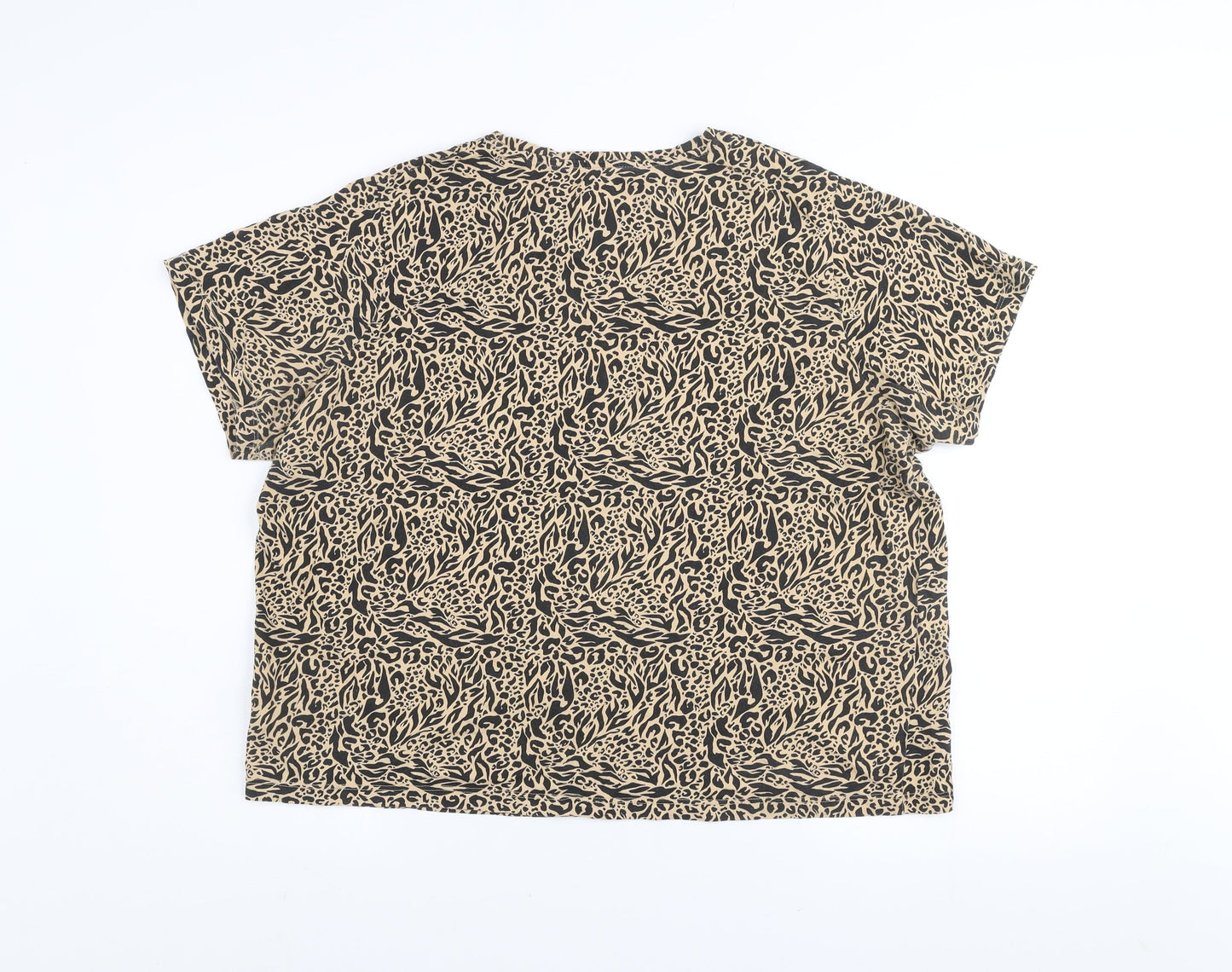 Dunnes Stores Women’s Beige Animal Print Cotton T-Shirt XL