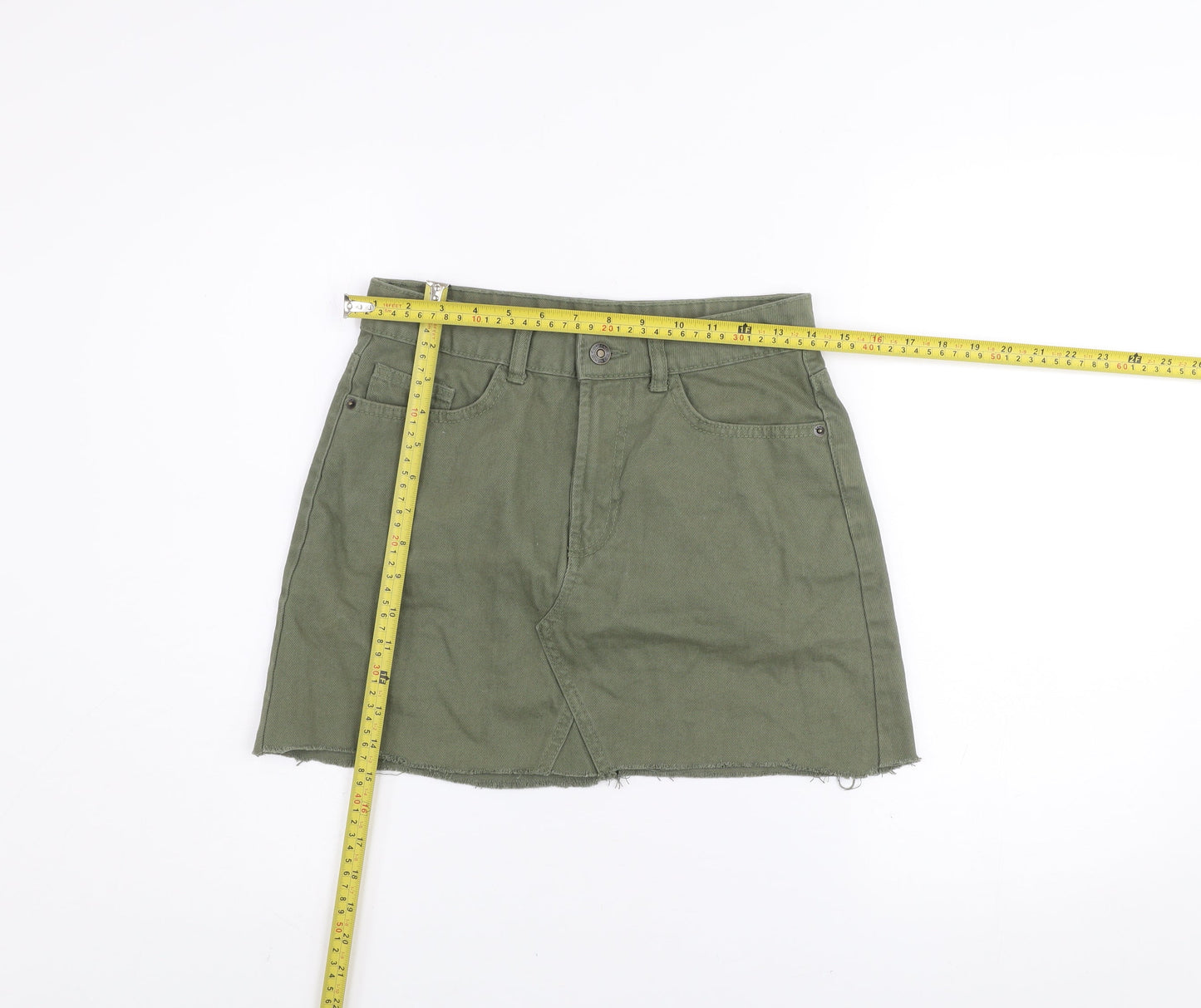 Denim Co Women’s Green Cotton A-Line Short Skirt Size 6