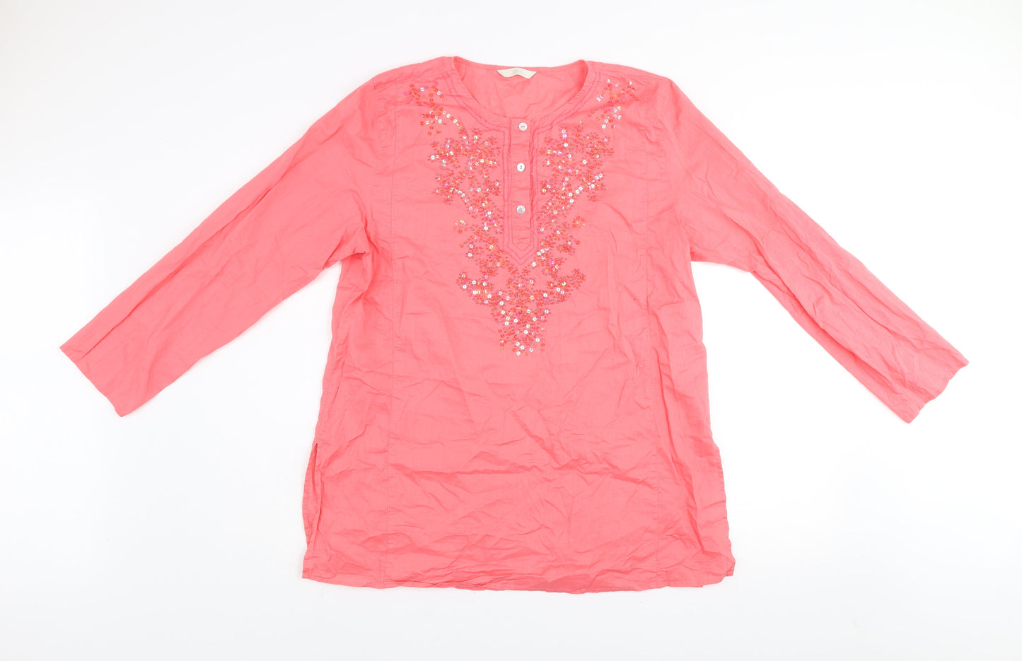 Marks and Spencer Women's Pink Embroidered Tunic Blouse UK 16