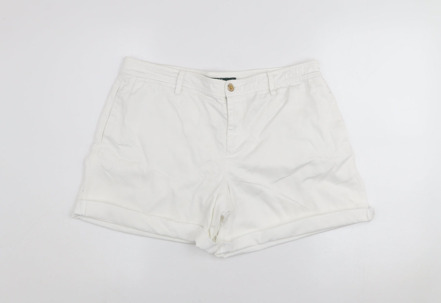 Lauren Ralph Lauren Women's White Chino Shorts Size 10 Stretch Cotton