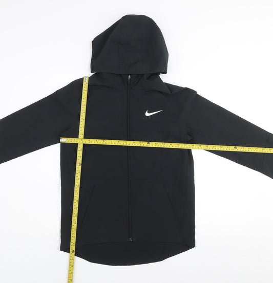 Nike Teens Black Dri-Fit Windbreaker Hooded Jacket Size 14