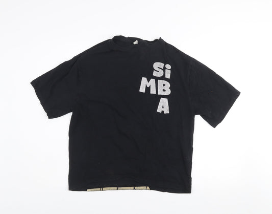 US SQUARE Women's Black Simba Graphic T-Shirt XL Vintage Style