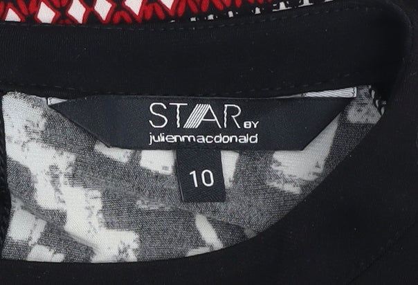 Star by Julien Macdonald Women's Black Geometric Shift Dress Size 10