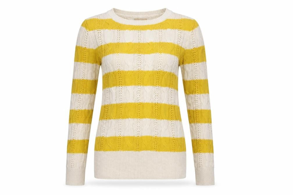 Aphorism Women’s Yellow Stripe Cable Knit Jumper Size 10