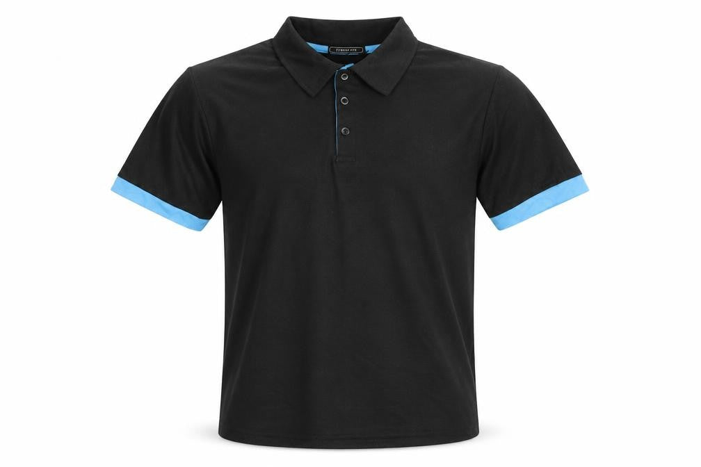 SIIMHWRSS Men's Black Polo Shirt Size M Short Sleeve Polyester