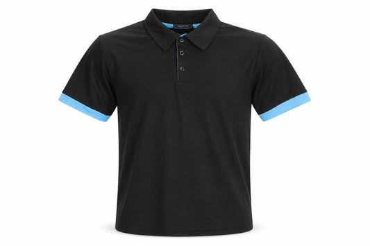 SIIMHWRSS Men's Black Polo Shirt Size M Short Sleeve Polyester