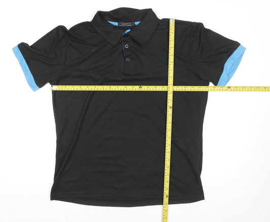 SIIMHWRSS Men's Black Polo Shirt Size M Short Sleeve Polyester