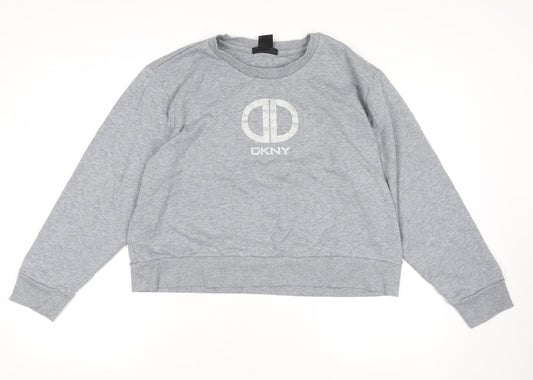 Womens UK 14 Regular DKNY Grey Pullover Tight-Knit