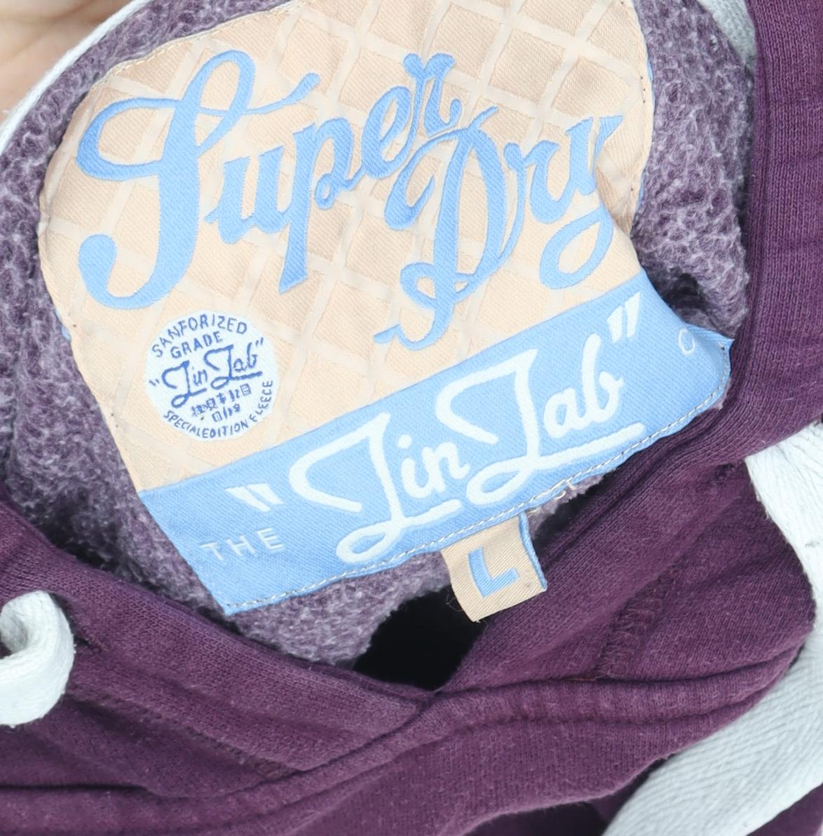 Superdry Womens Purple Hoodie Jumper L Cotton Blend Casual