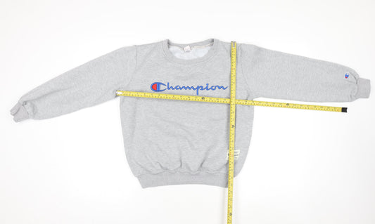 Champion Women Grey Medium Pullover Sweatshirt Logo Crew Neck