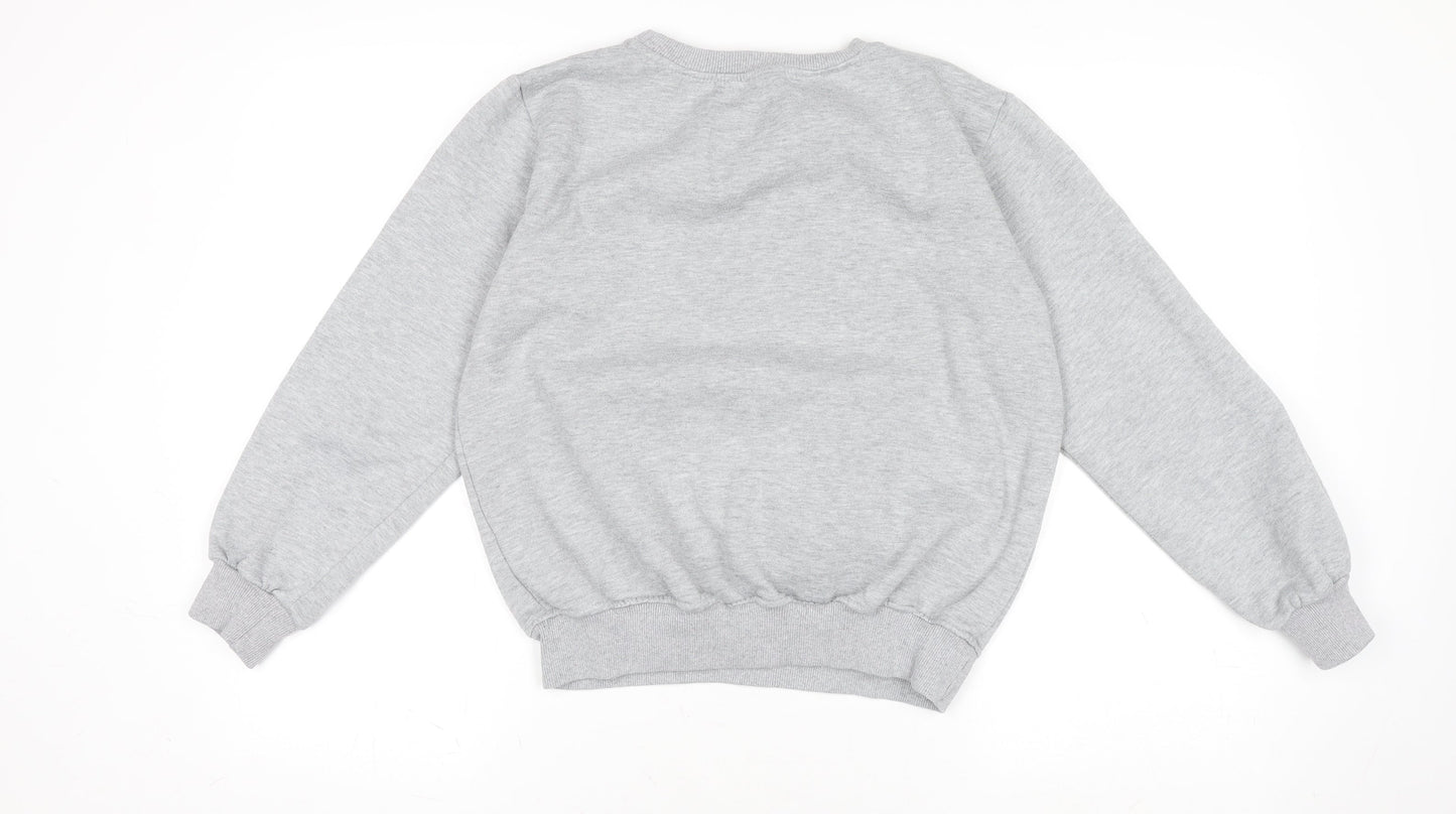 Champion Women Grey Medium Pullover Sweatshirt Logo Crew Neck