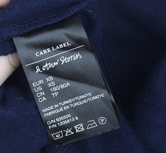 & Other Stories Women Navy Blue XS Crew Neck Pullover Sweatshirt