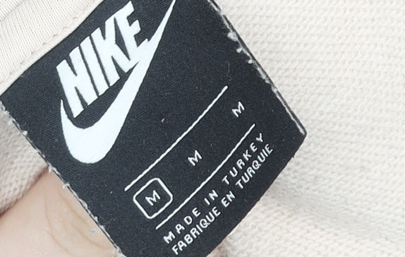 Nike Women Beige & Pink Colourblock Pullover Hoodie Size M Cotton