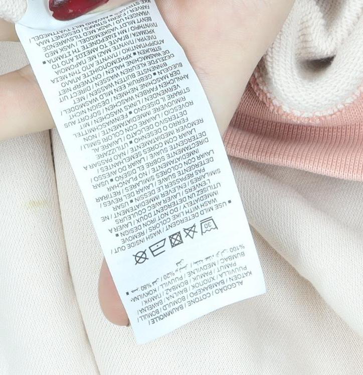 Nike Women Beige & Pink Colourblock Pullover Hoodie Size M Cotton