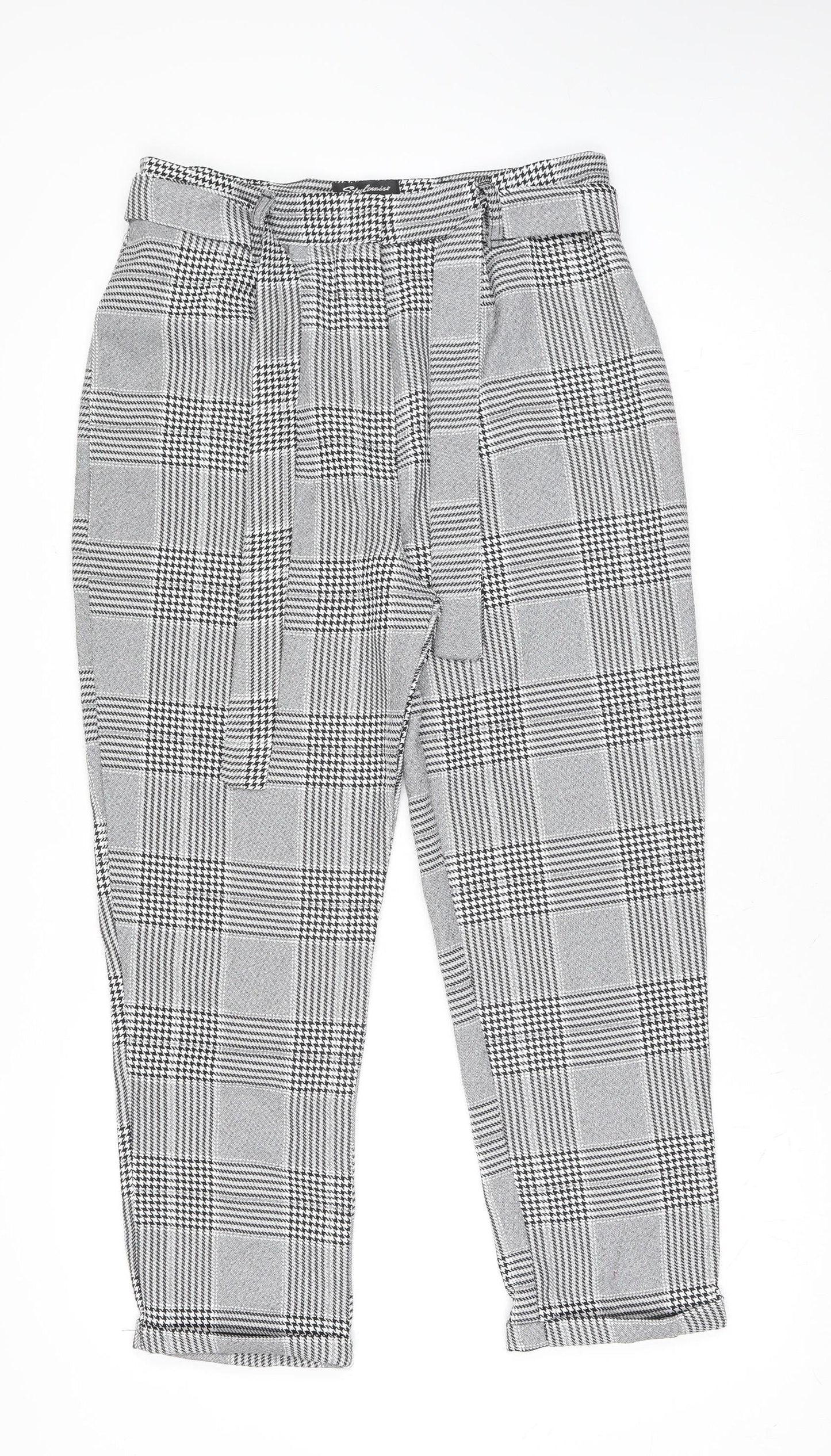 Stylewise Womens Grey Check Trousers Size 12 Workwear