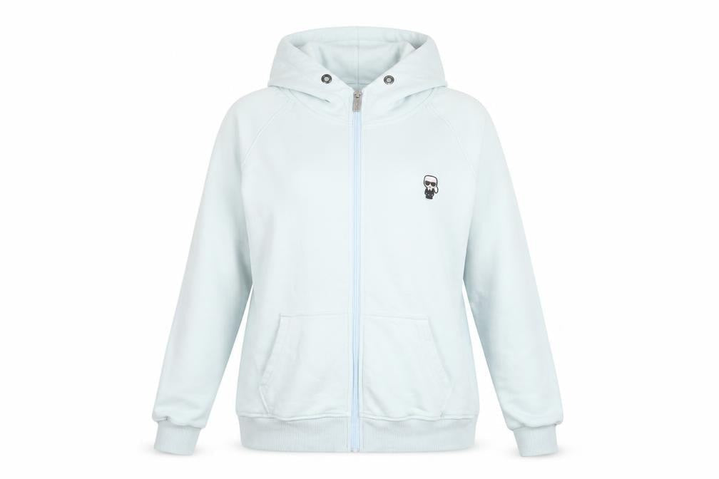 Karl Lagerfeld Women’s Blue Cotton Hooded Full Zip Track Jacket 2XL