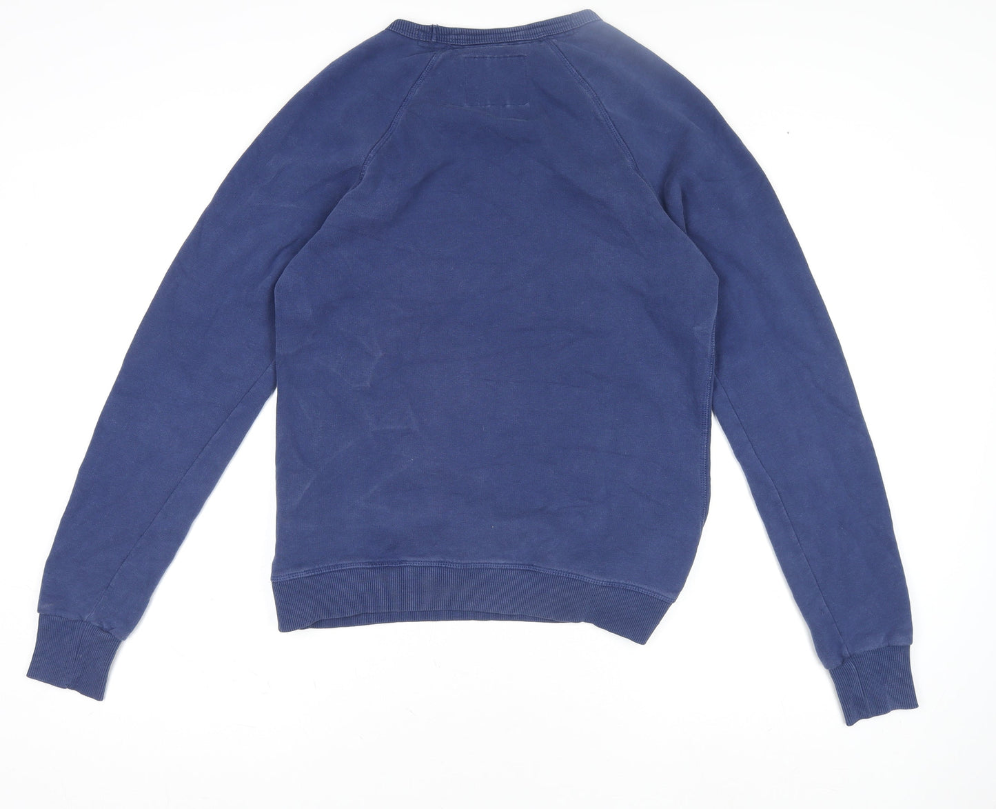 Superdry Men's Blue Pullover Sweatshirt Small Graphic Logo Crew Neck