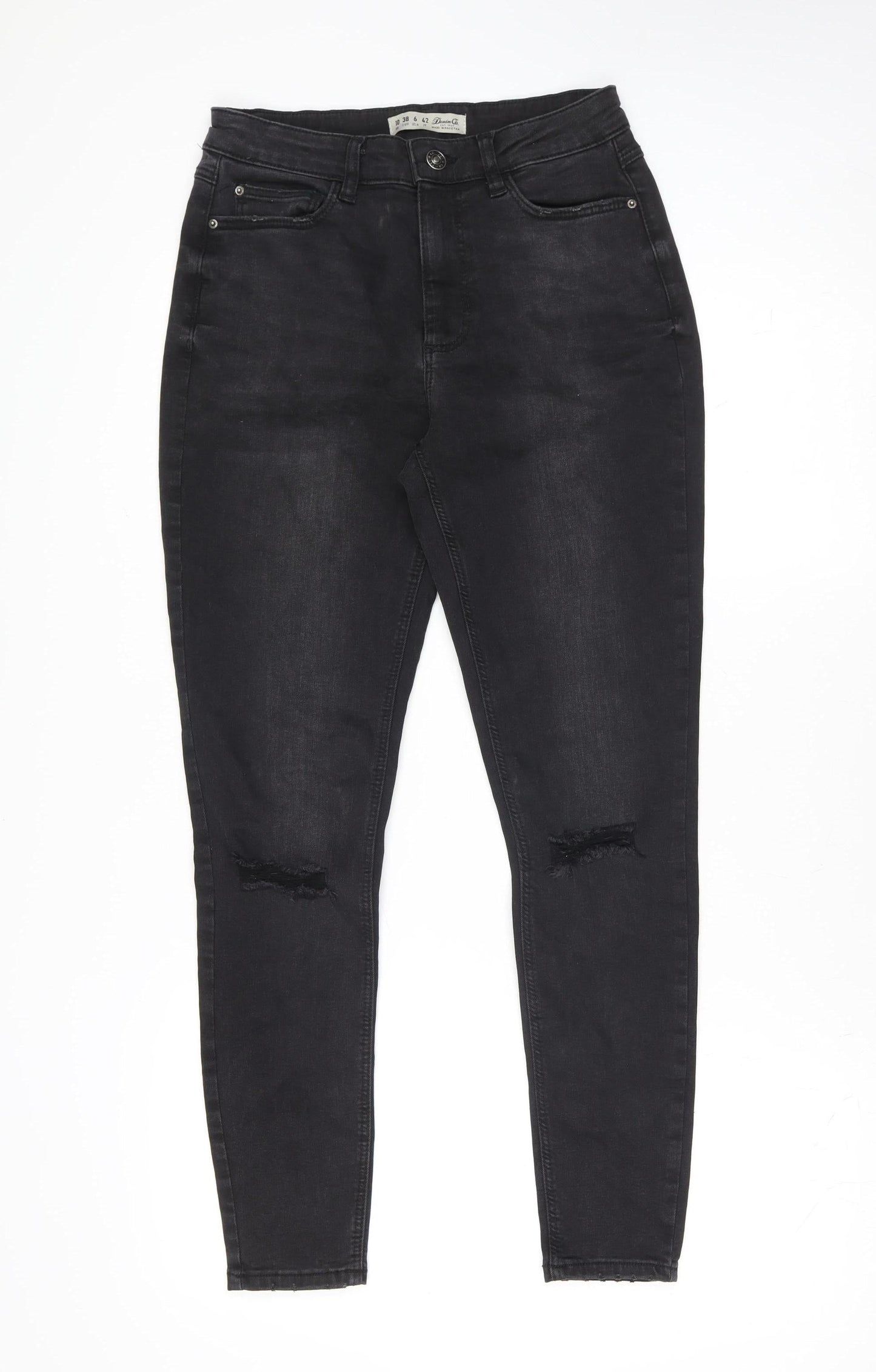 Denim Co. Womens Black Skinny Jeans Size 10 Distressed Stretch