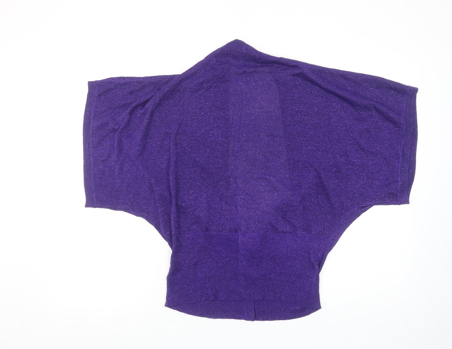 Dunnes Women Purple Metallic V-Neck Short Sleeve Cardigan Size 10-12