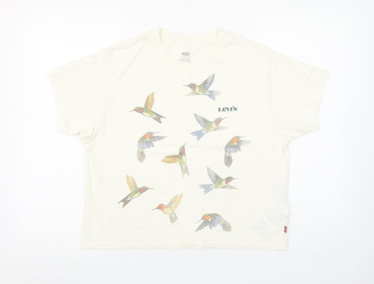 Womens UK Size XS Levi's Ivory Cotton T-Shirt