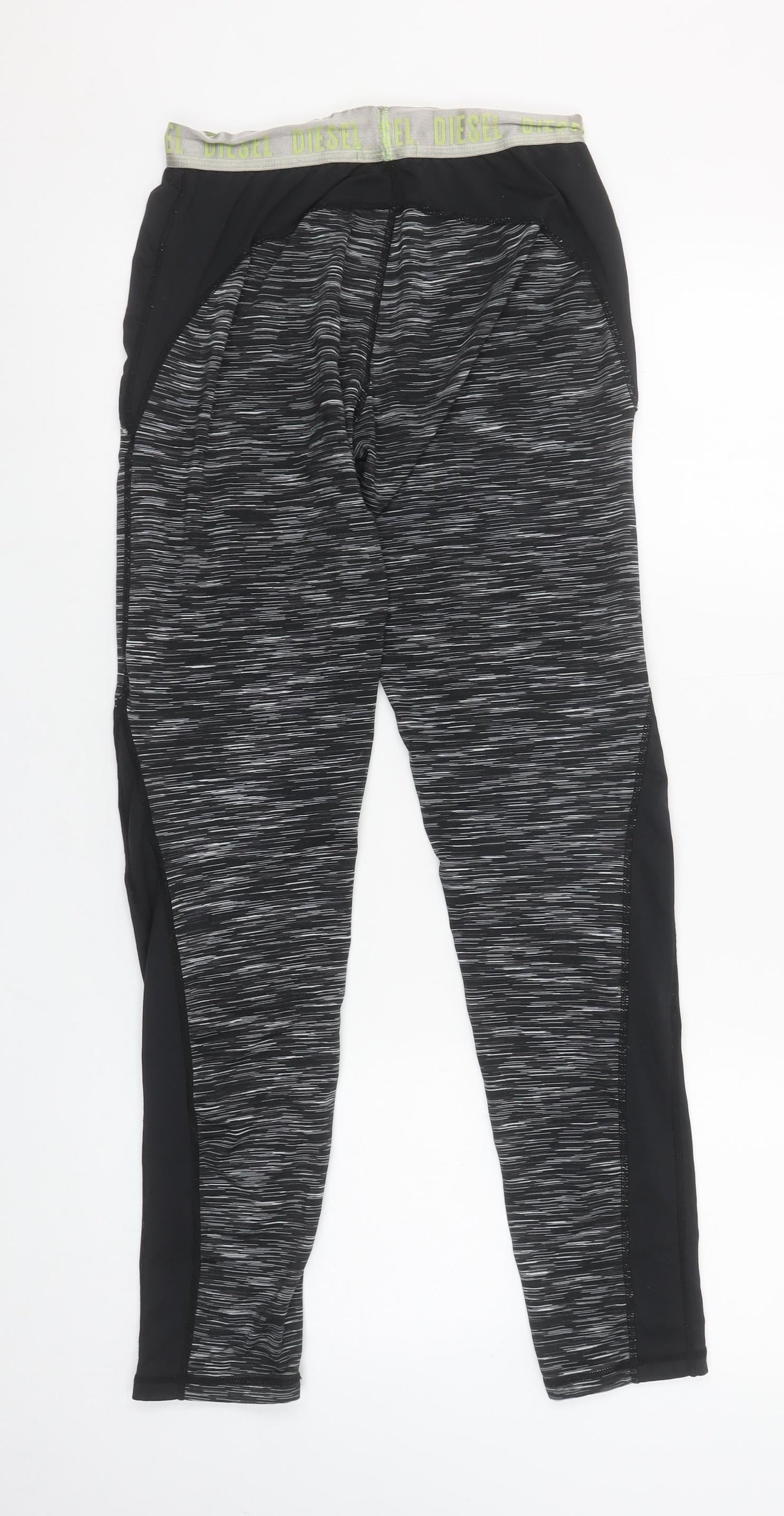 Diesel Women's Black Activewear Leggings Size S Slim Fit Polyester