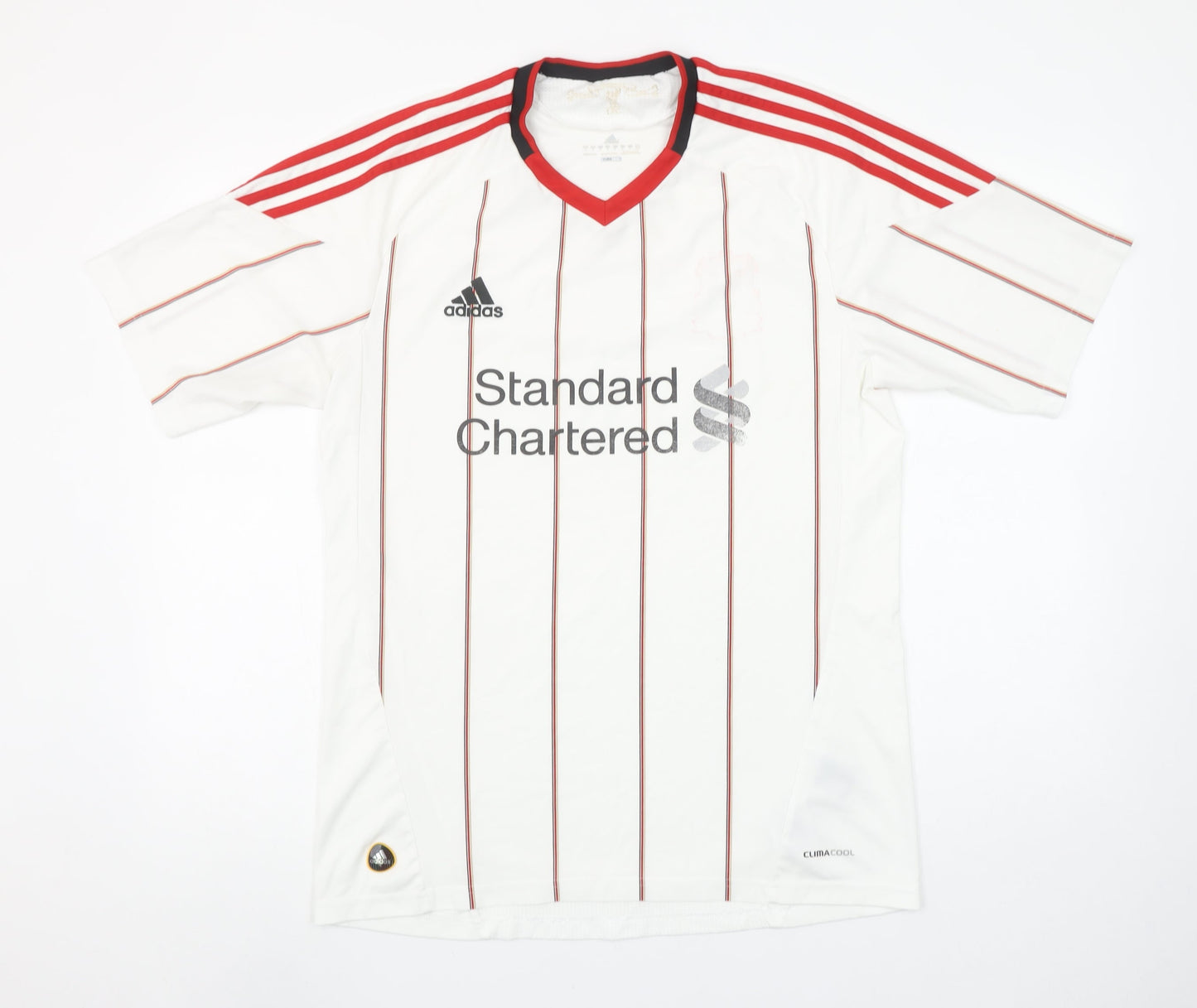 Adidas Men's White Striped Football Jersey T-Shirt Size L