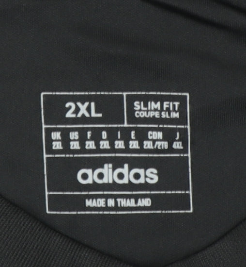 adidas Mens Black 2XL Slim Fit Football Jersey T-Shirt