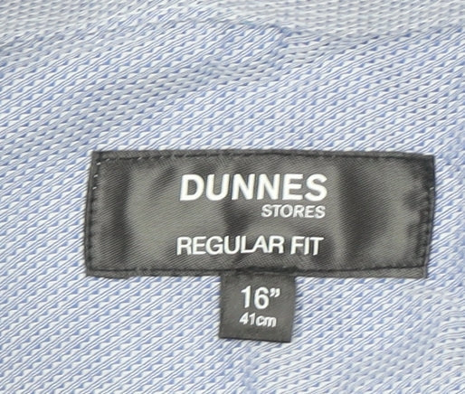 Dunnes Stores Men's Blue Cotton Blend Regular Fit Long Sleeve Shirt Size 16”