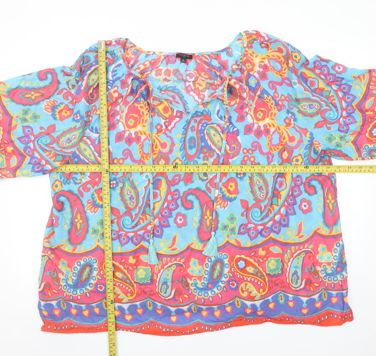 Talbots Women’s Multicoloured Paisley 3XL Cotton Tunic Blouse