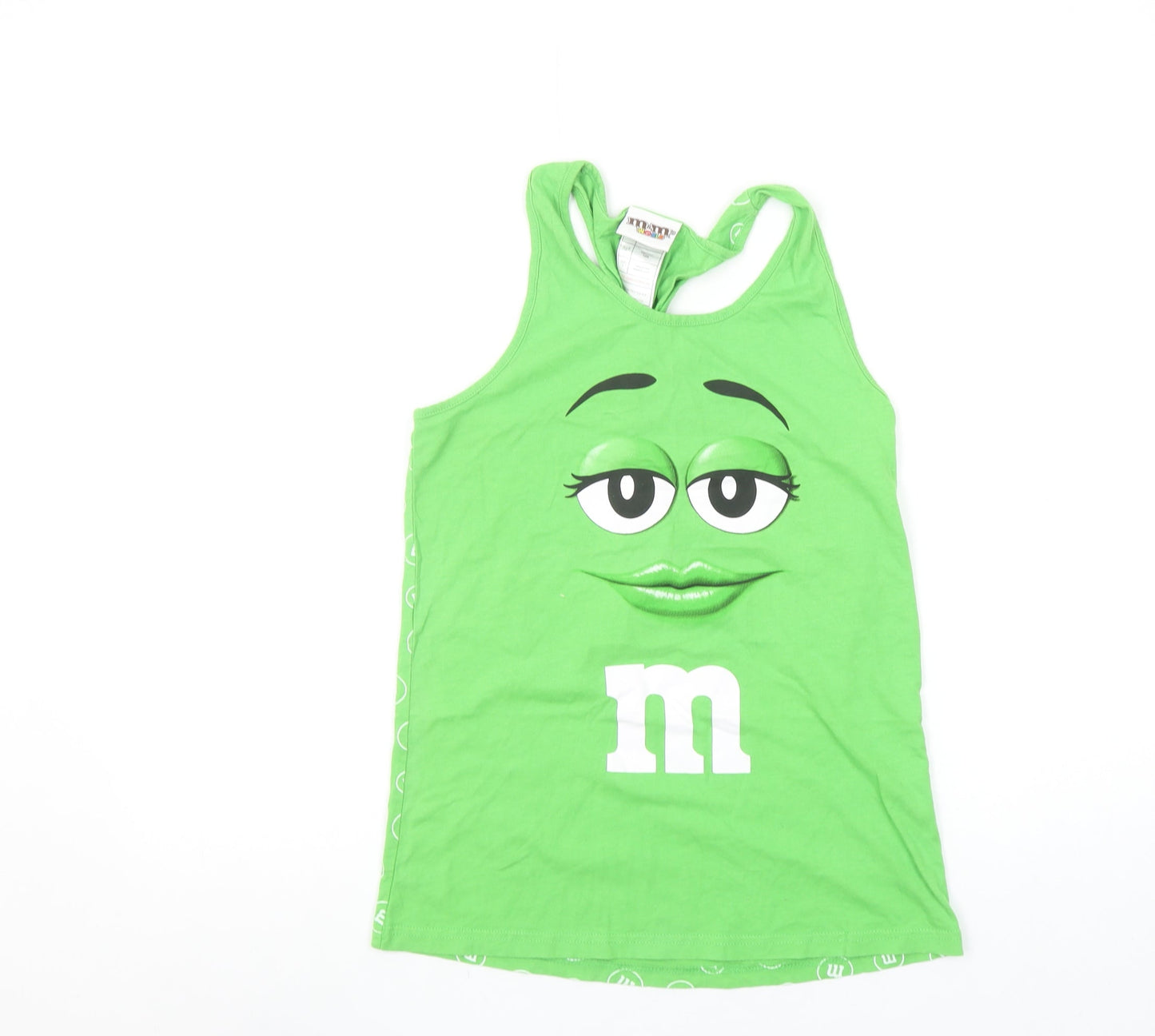 M&M's World Women's Green Racerback Tank Top Size S Cotton Summer