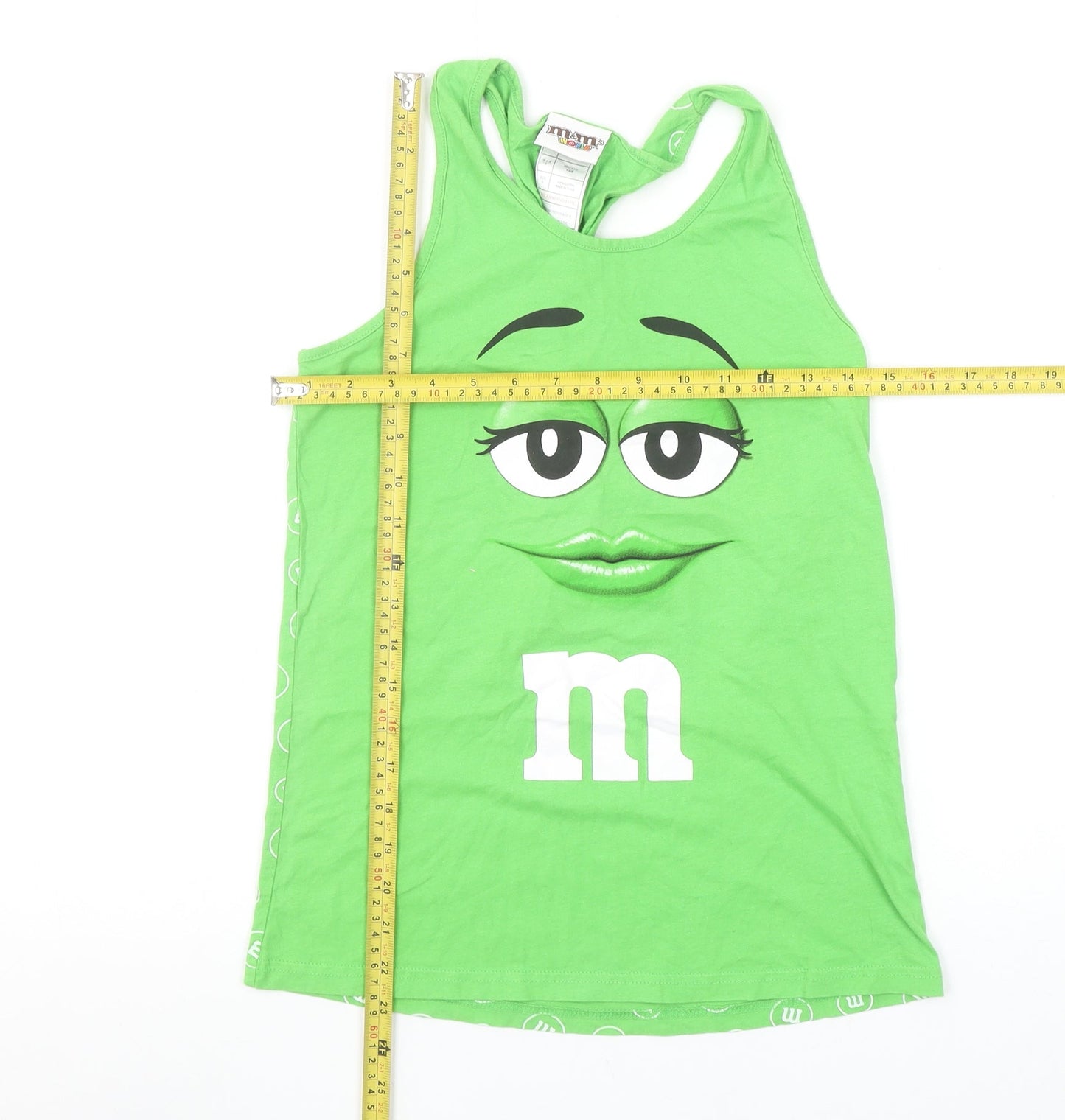 M&M's World Women's Green Racerback Tank Top Size S Cotton Summer