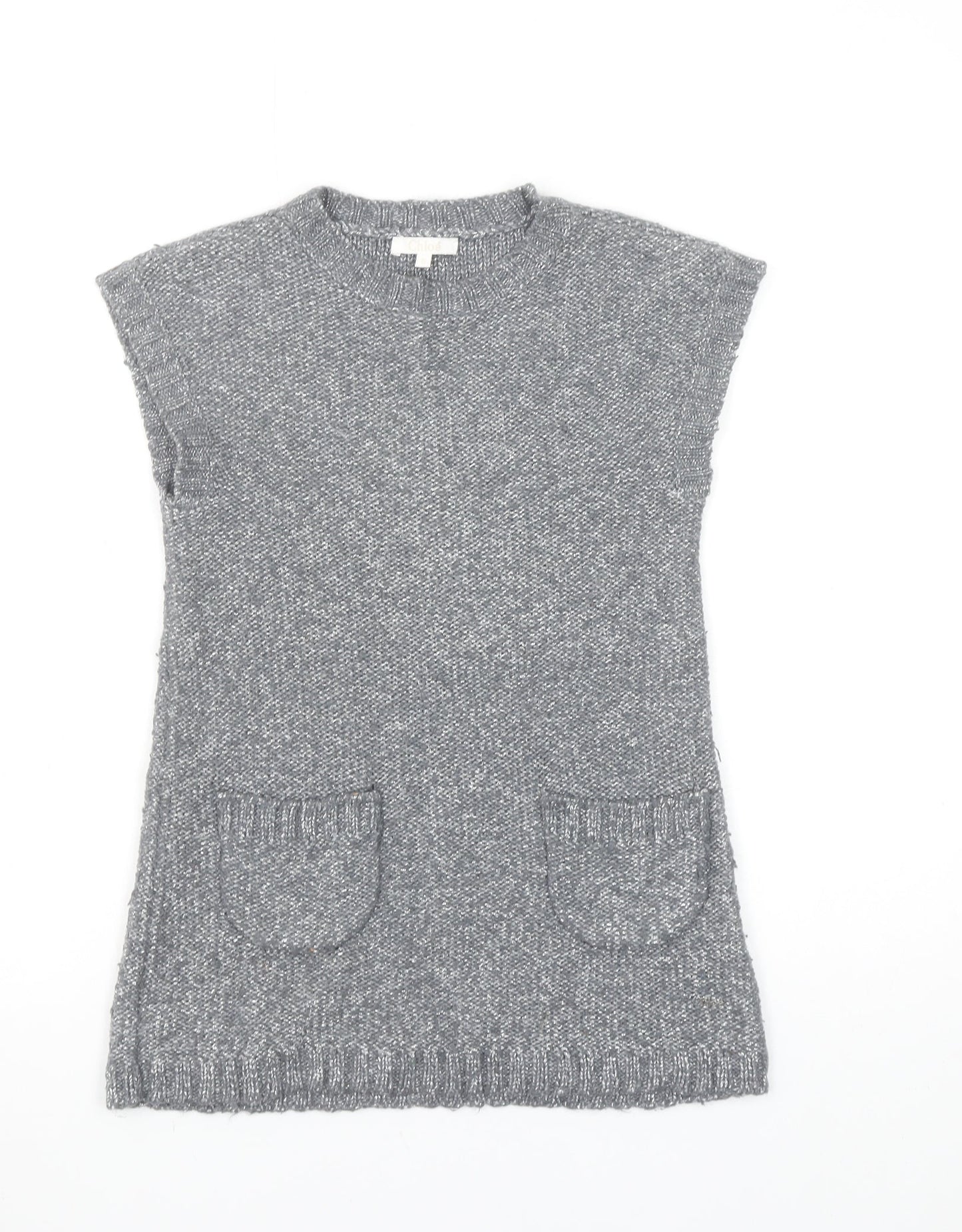 Chloé Women's Grey Knit Sleeveless Tunic Jumper Size 6