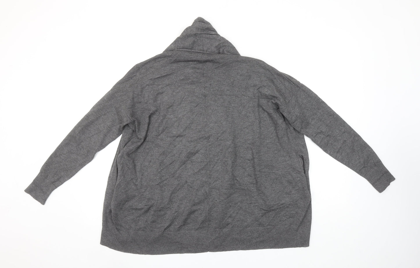 ZARA Women Grey Full Zip Knit Cowl Neck Jumper Size S