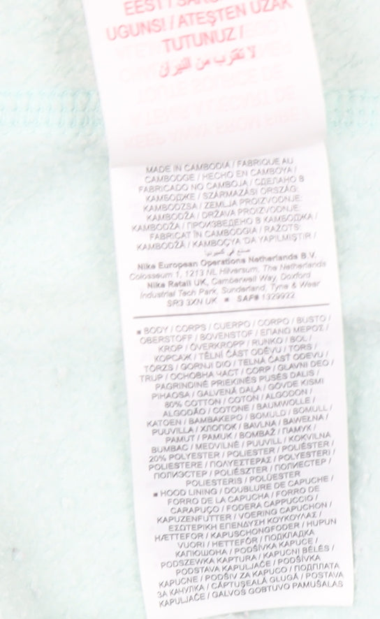 Nike Girls Green Pullover Hoodie XS (6-7 Years) Fleece Logo Sweatshirt