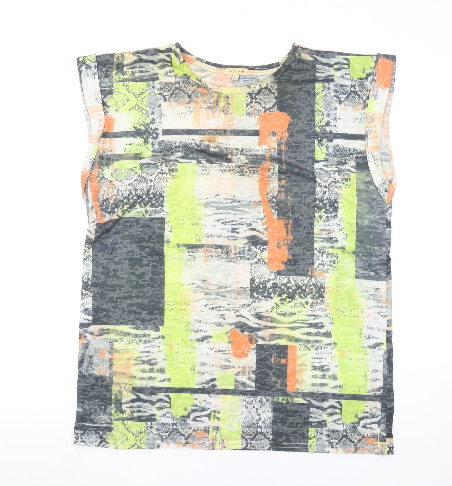 River Island Womens Multicoloured Abstract Sleeveless T-Shirt UK 12