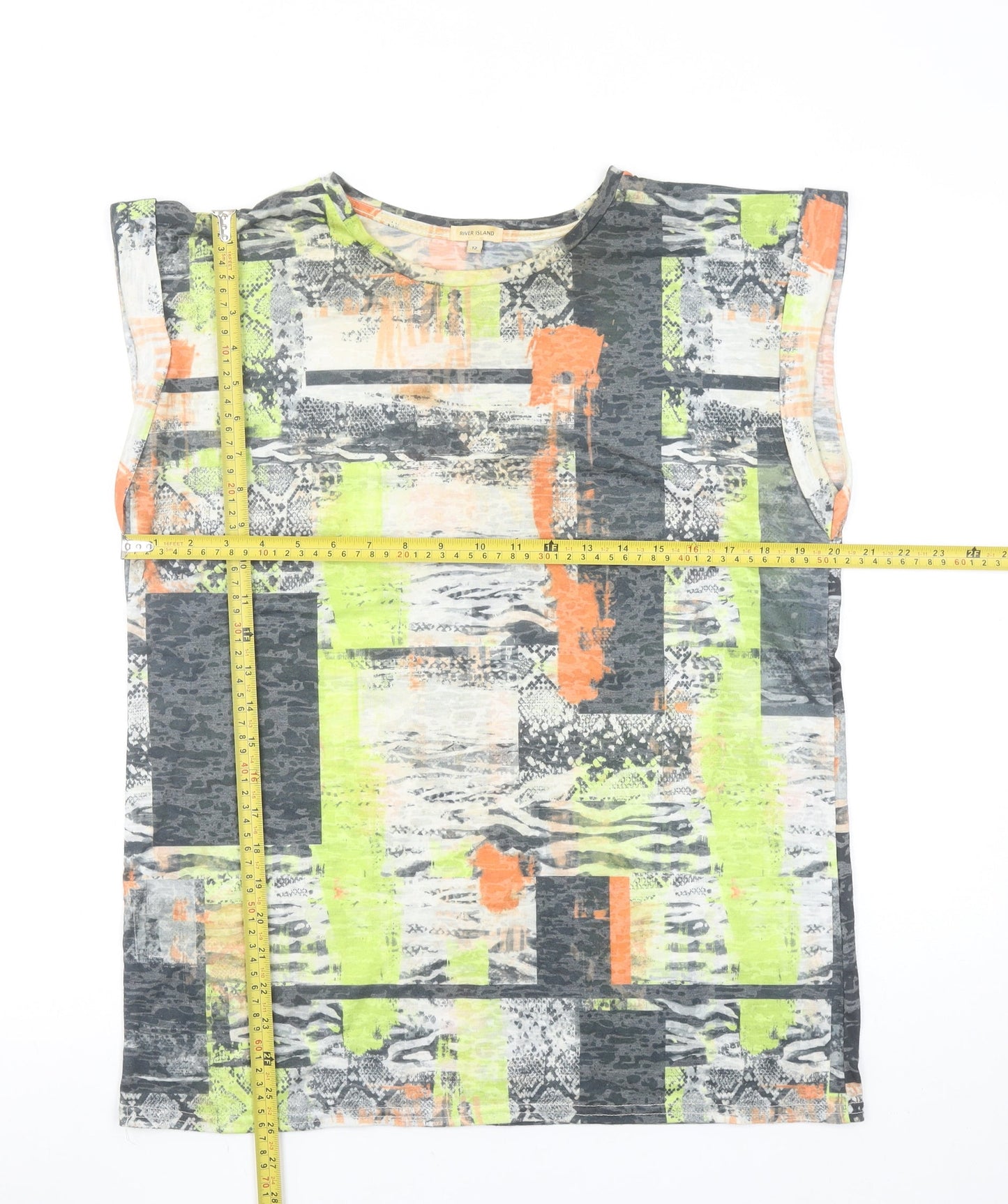 River Island Womens Multicoloured Abstract Sleeveless T-Shirt UK 12