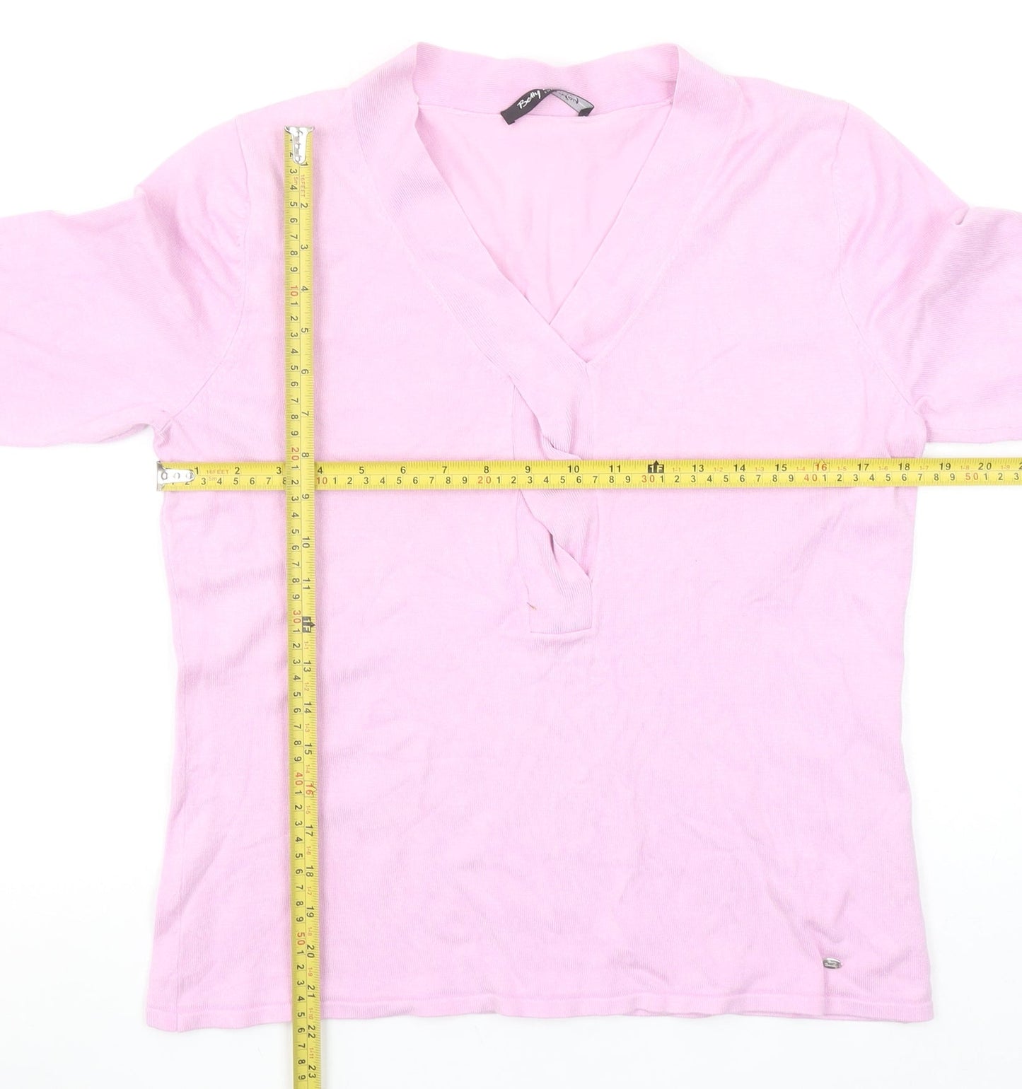 Betty Barclay Women’s Pink V-Neck 3/4 Sleeve Pullover Jumper Size 14