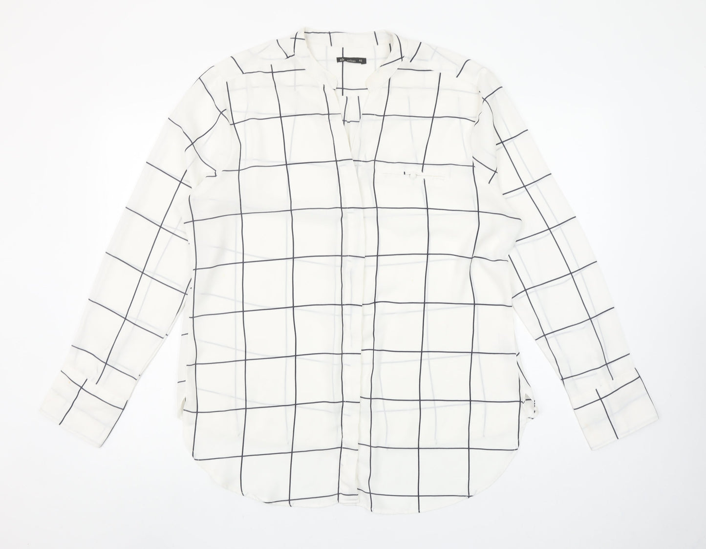 alk urban Womens White Check Long Sleeve Button-Up Shirt Size 18