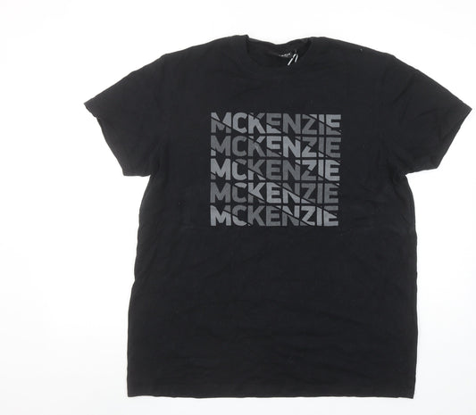 McKenzie Men's Black Logo Graphic Cotton T-Shirt Size L Regular Fit