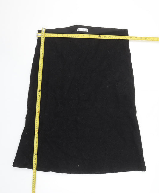 Gallery Women's Black Wool Knee Length Pencil Skirt L