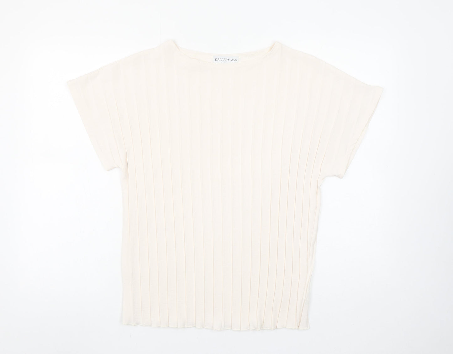 Gallery Women’s Ivory XS Basic Pleated Short Sleeve Blouse