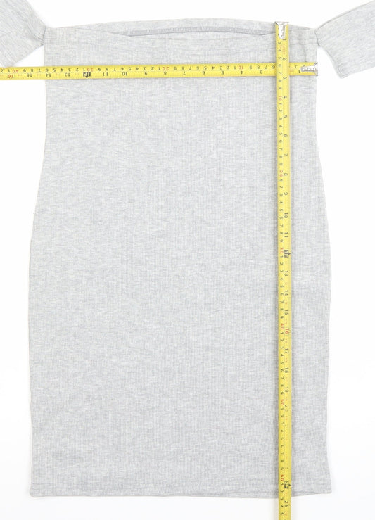 ASOS Women Grey Size 12 Off Shoulder Bodycon Jersey Dress