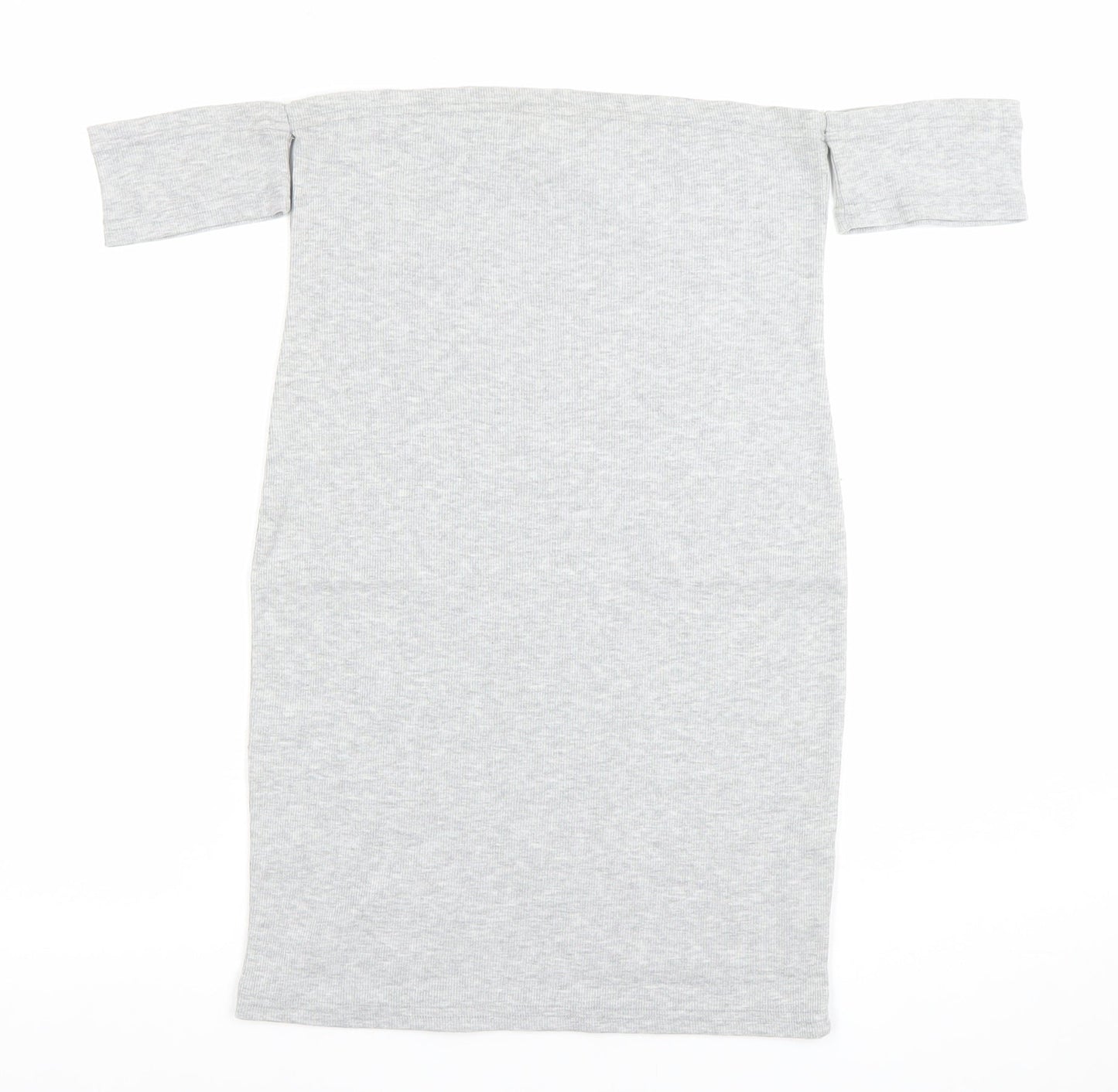 ASOS Women Grey Size 12 Off Shoulder Bodycon Jersey Dress