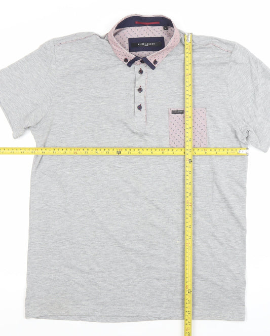 Guide London Mens Grey Cotton Blend Short Sleeve Polo Shirt Size L