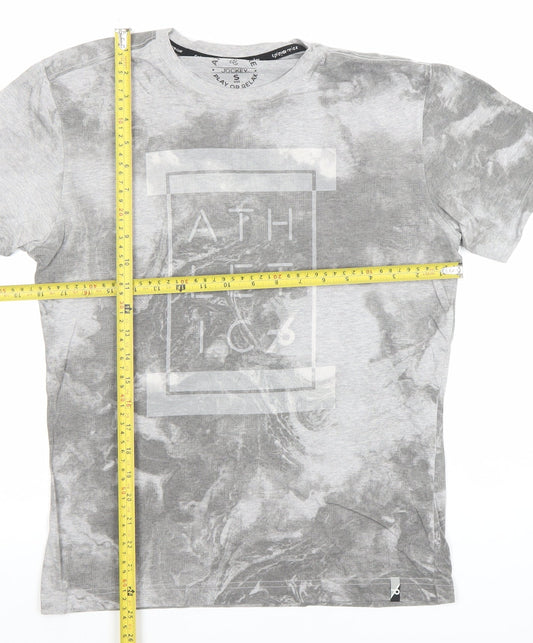Jockey Men’s Grey Athleisure Graphic Crew Neck Cotton T-Shirt Size S