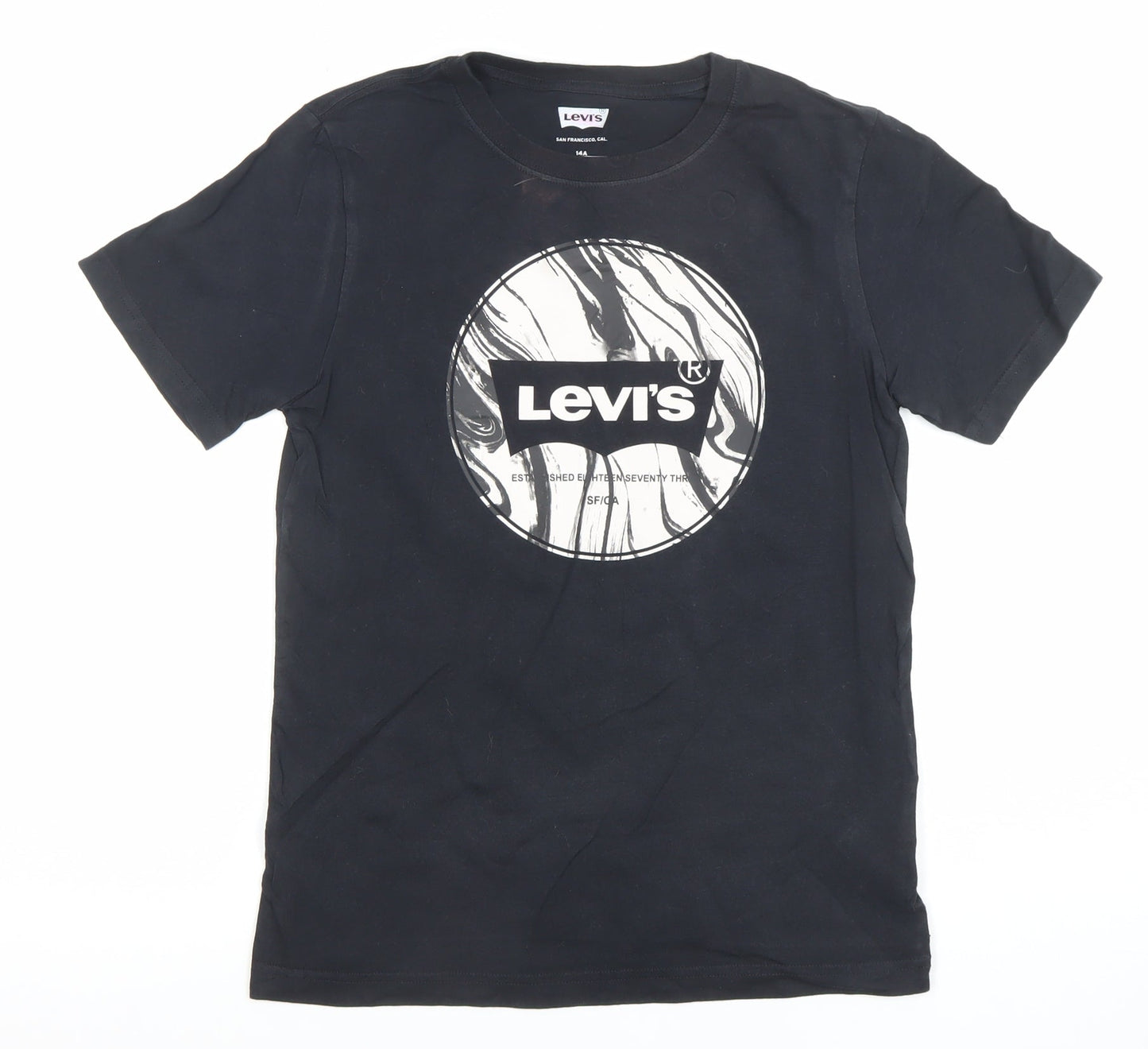 Levi's Boys Black Cotton Logo Graphic T-Shirt 14 Years Regular Fit